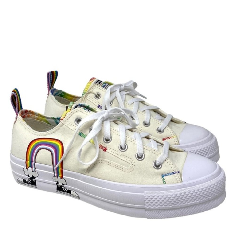 Converse CTAS Lift Platform Low Top Multi Egret Men Canvas Sneakers Size A02264C - Picture 4 of 11